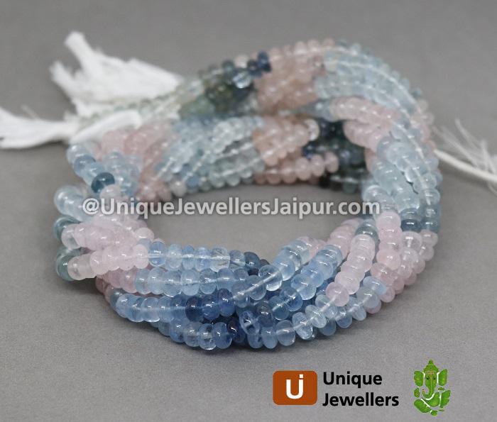 Multi Milky Aquamarine Far Smooth Roundelle Beads