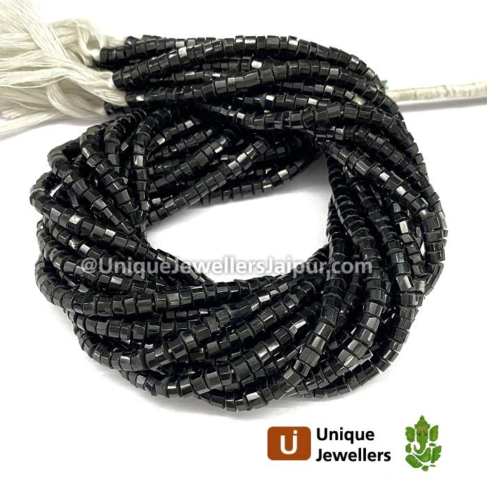 Black Spinel Faceted Tyre Beads