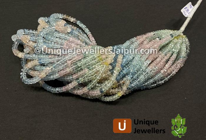 Multi Aquamarine Smooth Roundelle Beads