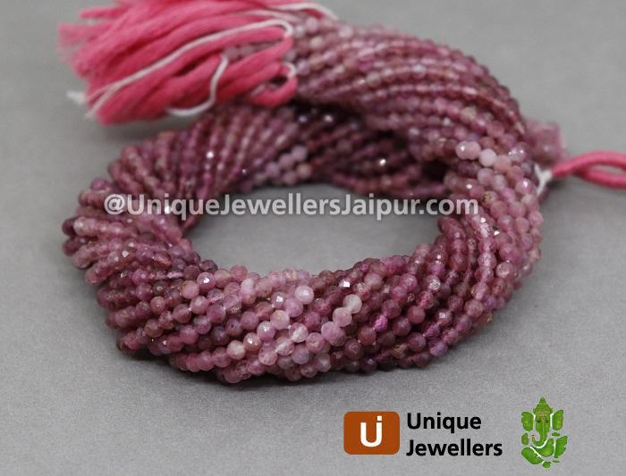 Pink Tourmaline Shaded Micro Cut Round Beads
