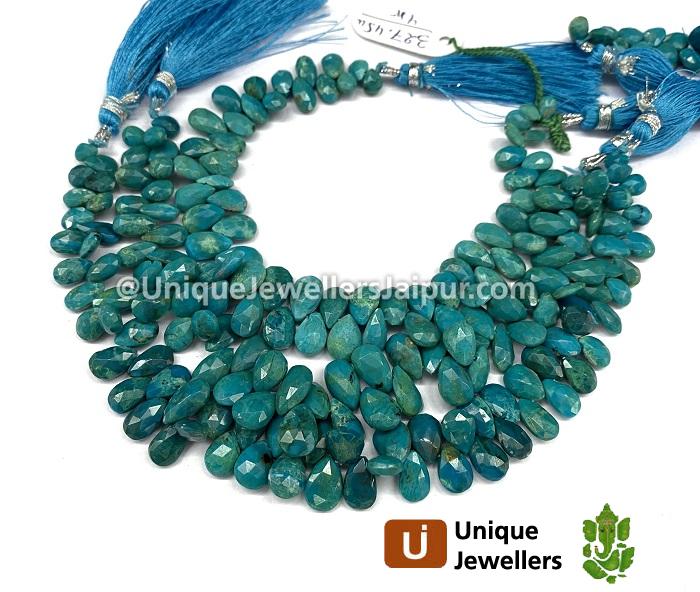 Blue Chrysocolla Faceted Pear Beads