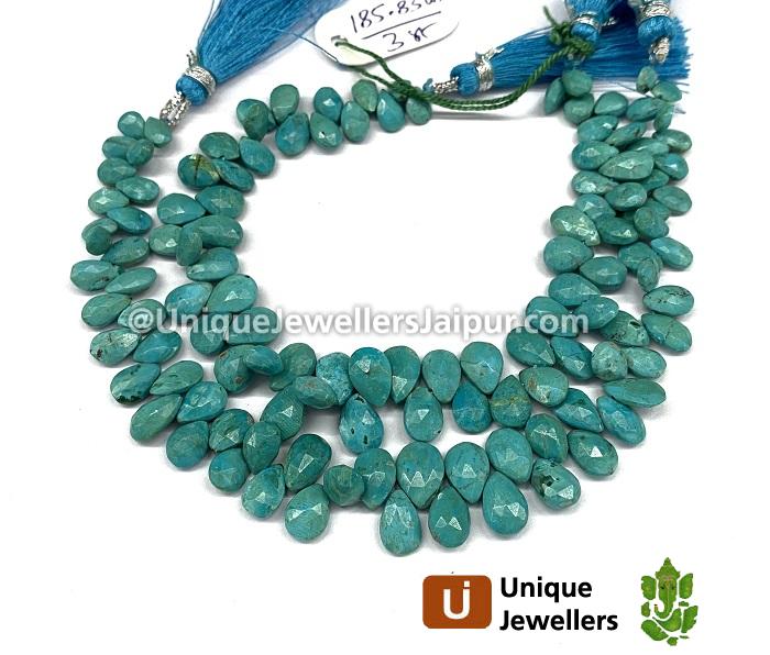 Sky Blue Chrysocolla Faceted Pear Beads