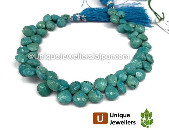 Sky Blue Chrysocolla Faceted Heart Beads