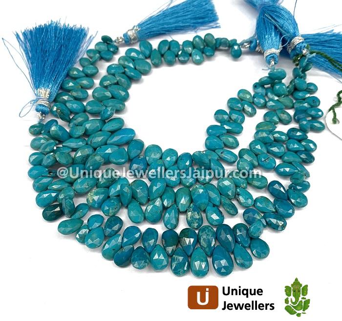 Deep Blue Chrysocolla Faceted Pear Beads