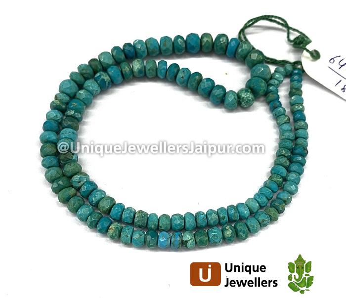 Blue Chrysocolla Faceted Roundelle Beads