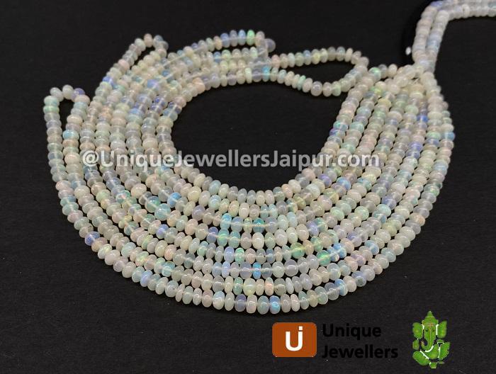 Off White Ethiopian Opal Smooth Roundelle Beads