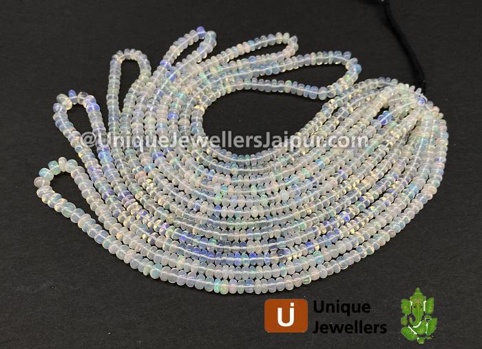 White Ethiopian Opal Smooth Roundelle Beads