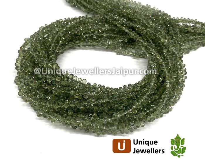 Light Green Songea Sapphire Faceted Drop Beads