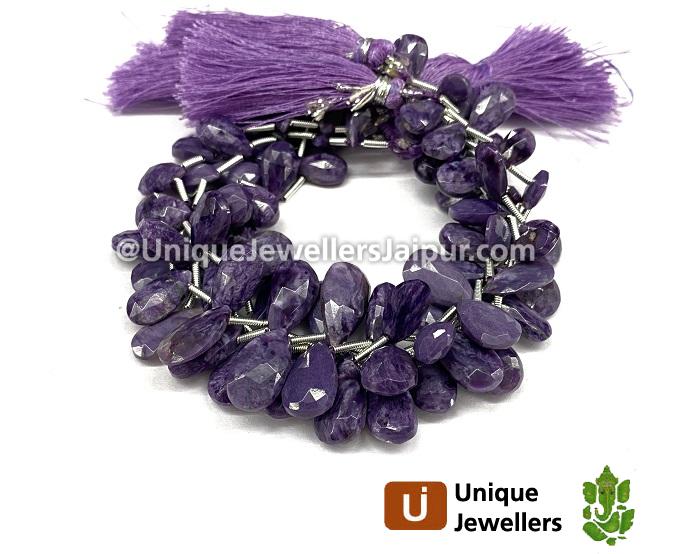 Charoite Faceted Long Pear Beads