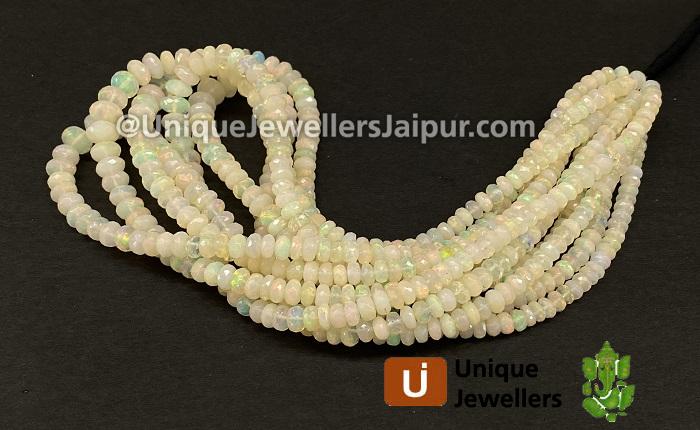 Off White Ethiopian Opal Far Faceted Roundelle Beads
