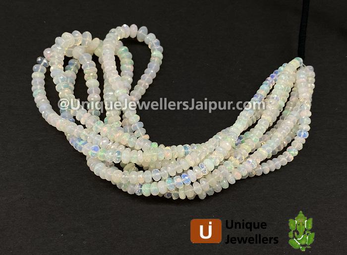 White Ethiopian Opal Far Faceted Roundelle Beads
