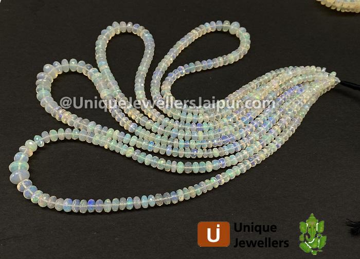 Off White Ethiopian Opal Far Faceted Roundelle Beads