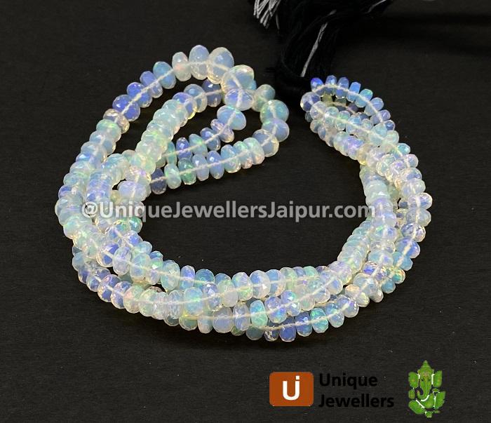 White Ethiopian Opal Far Faceted Roundelle Beads
