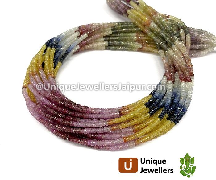 Multi Sapphire Faceted Tyre Beads