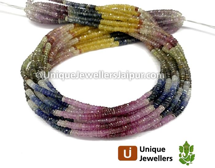 Multi Sapphire Faceted Tyre Beads