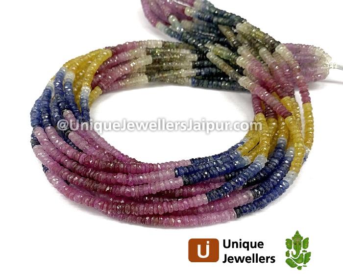 Multi Sapphire Far Faceted Tyre Beads