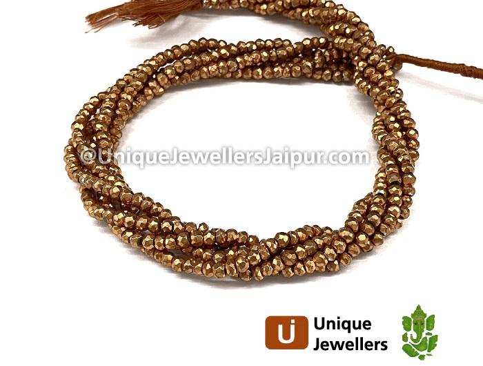 Copper Pyrite Faceted Roundelle Beads