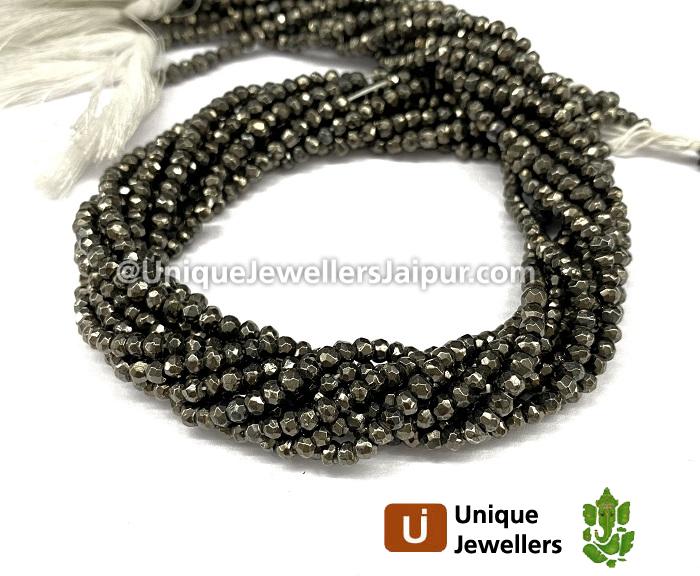 Gun Metal Pyrite Faceted Roundelle Beads