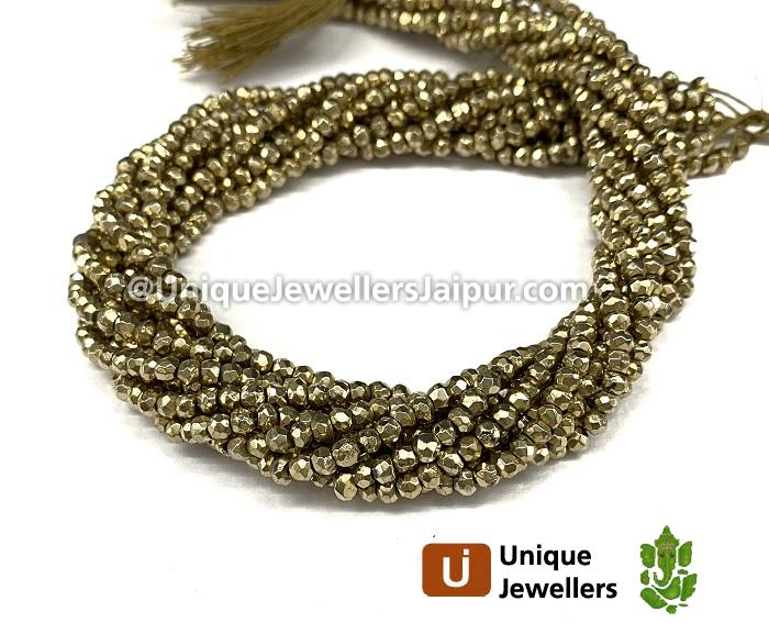 Swiss Coffee Pyrite Faceted Roundelle Beads