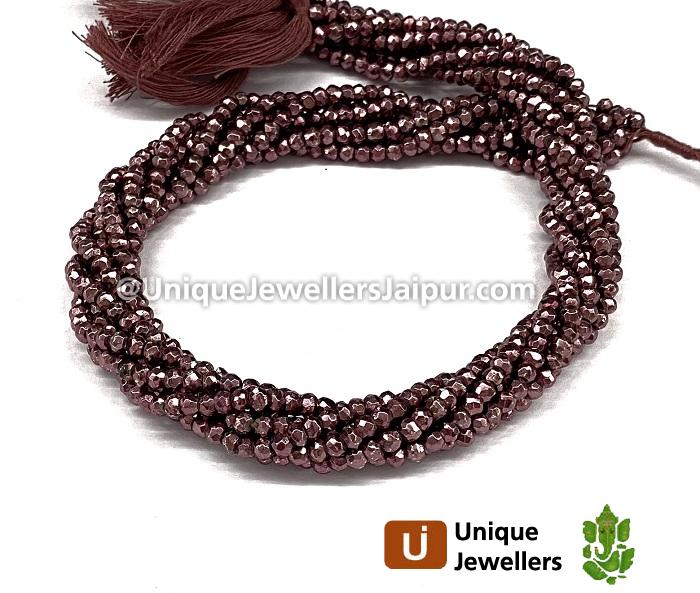 Wine Pyrite Faceted Roundelle Beads