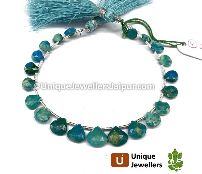 Natural Blue Opalina Faceted Heart Beads