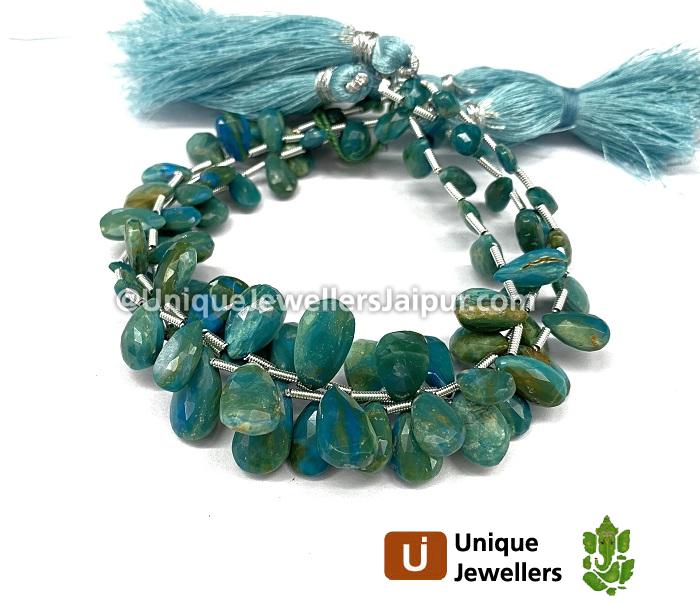 Natural Blue Opalina Faceted Pear Beads