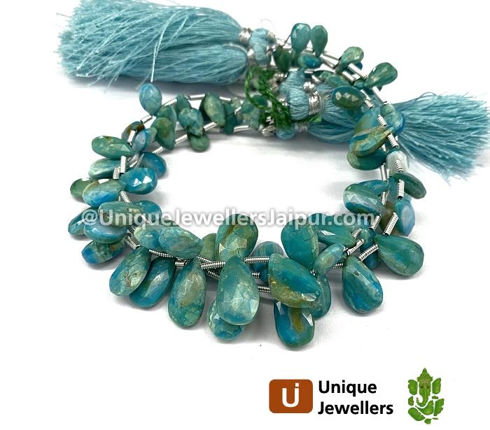 Natural Blue Opalina Faceted Pear Beads