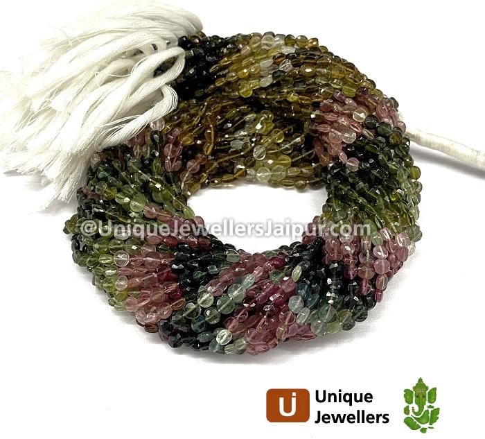 Tourmaline Faceted Coin Beads