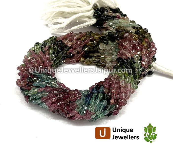 Tourmaline Faceted Coin Beads