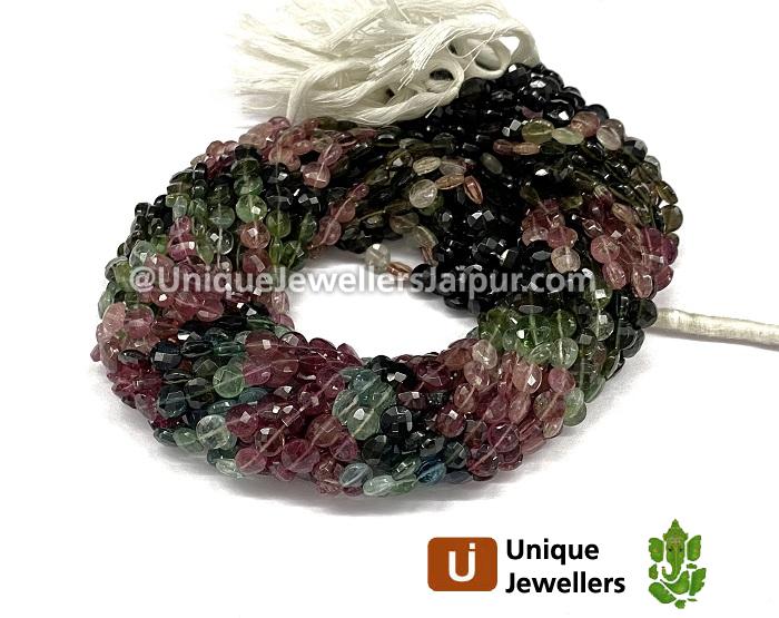 Tourmaline Far Faceted Coin Beads