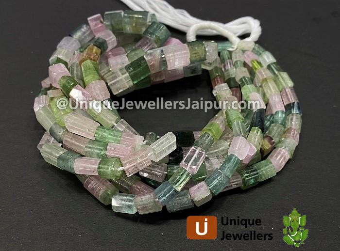 Afghan Tourmaline Step Cut Cylinder Beads