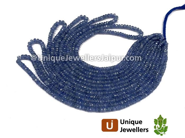 Natural Burmese Blue Sapphire Faceted Roundelle Beads