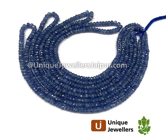 Natural Burmese Blue Sapphire Faceted Roundelle Beads