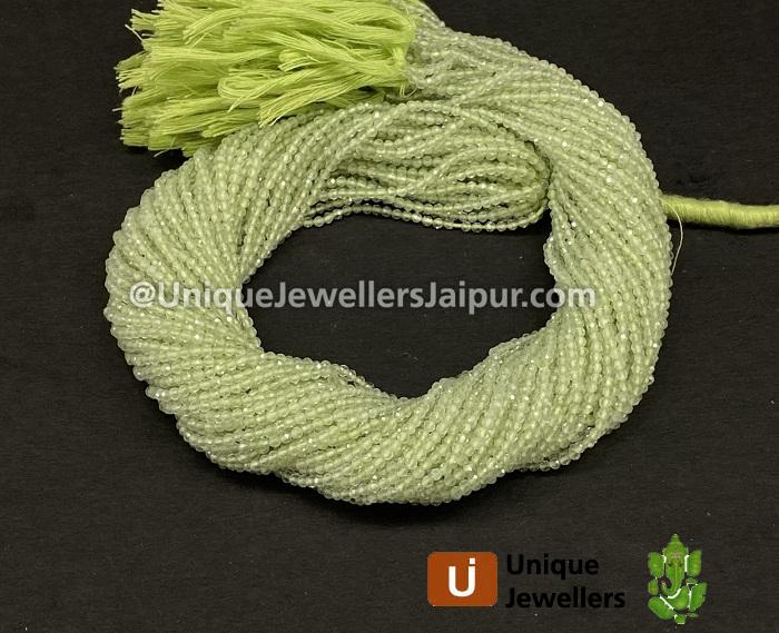 Prehnite Micro Cut Round Beads