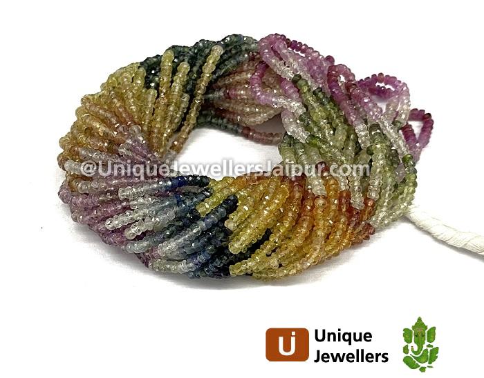 Multi Sapphire Faceted Roundelle Beads