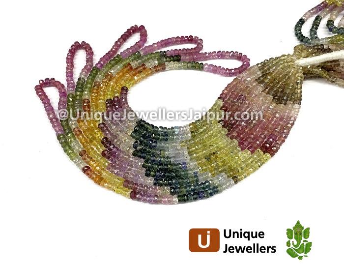 Multi Sapphire Faceted Roundelle Beads