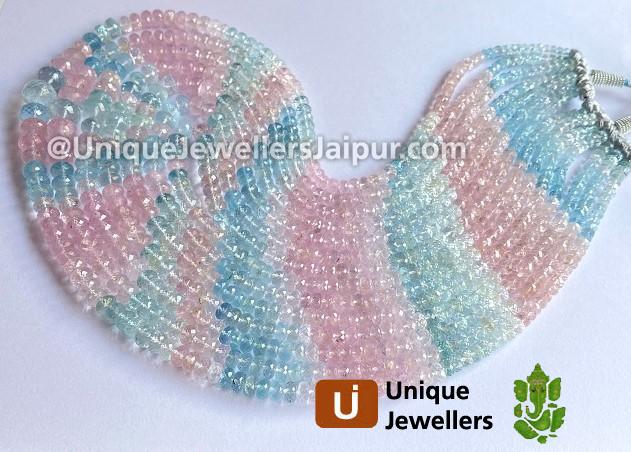 Multi Aquamarine Far Faceted Roundelle Beads