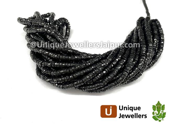 Black Spinel Faceted Tyre Beads