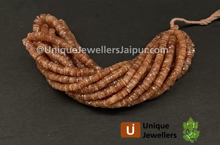 Sunstone Faceted Tyre Beads