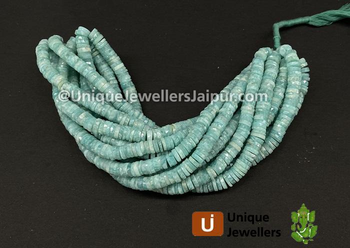 Amazonite Faceted Tyre Beads