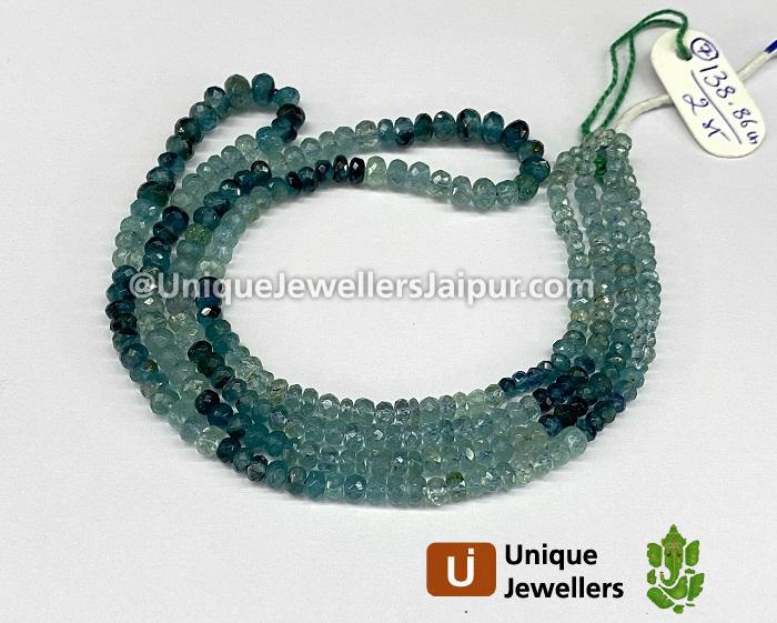 Blue Tourmaline Shaded Faceted Roundelle Beads