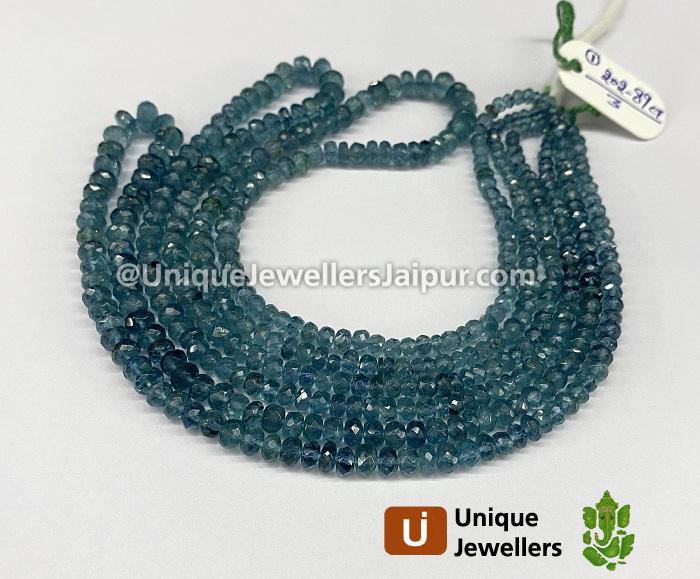 Blue Tourmaline Faceted Roundelle Beads