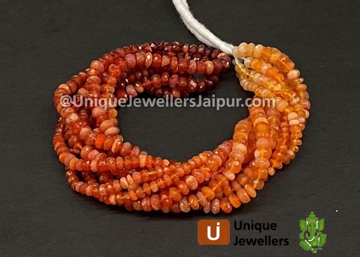 Fire Opal Faceted Roundelle Beads