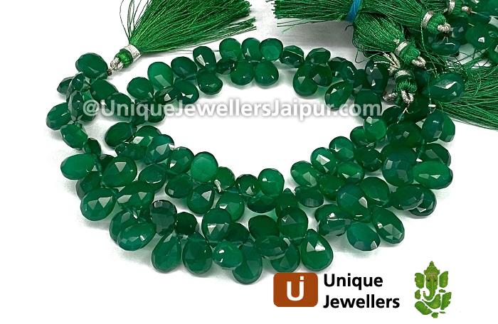 Green Onyx Faceted Pear Beads