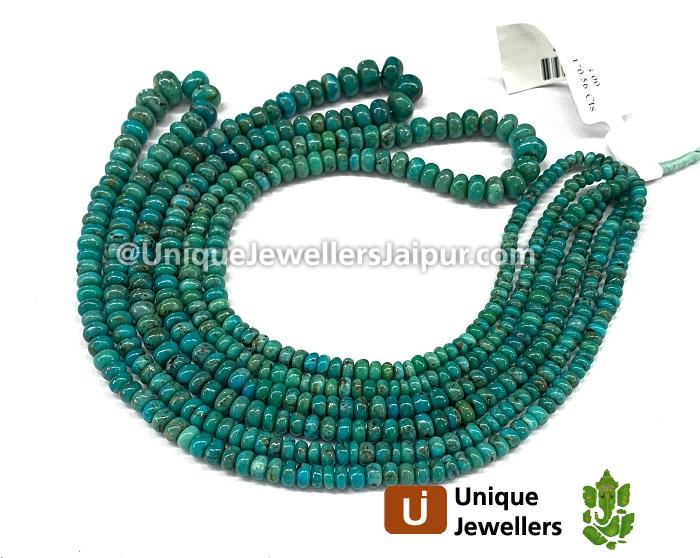 Natural Green Turquoise Smooth Roundelle Beads