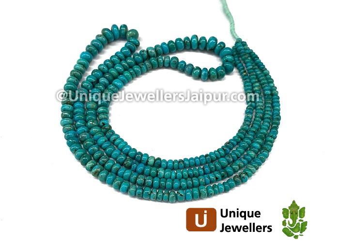 Natural Blue Turquoise Smooth Roundelle Beads