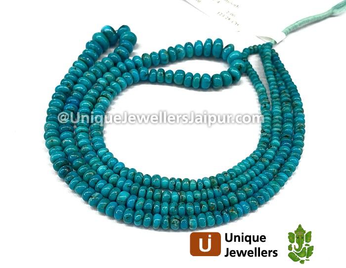 Natural Blue Turquoise Smooth Roundelle Beads