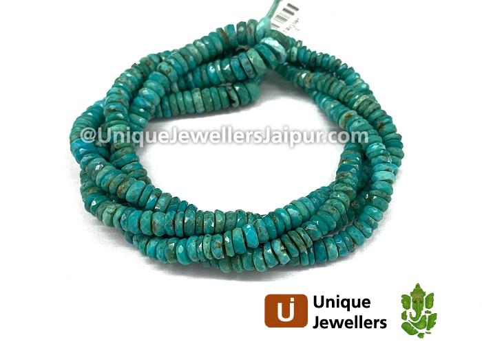 Natural Turquoise Faceted Tyre Beads