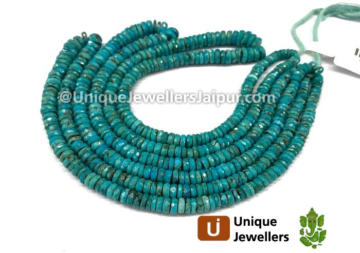 Natural Turquoise Faceted Tyre Beads