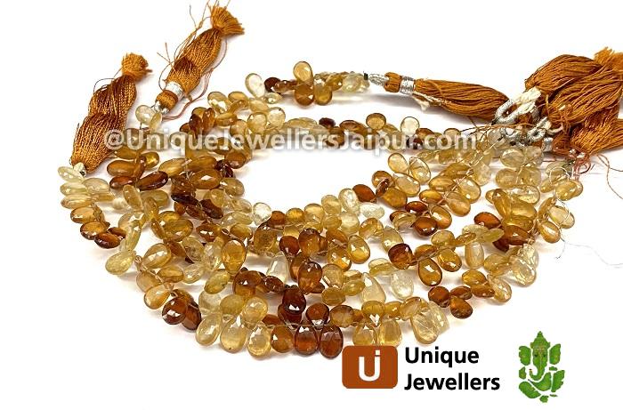 Hessonite Faceted Pear Beads